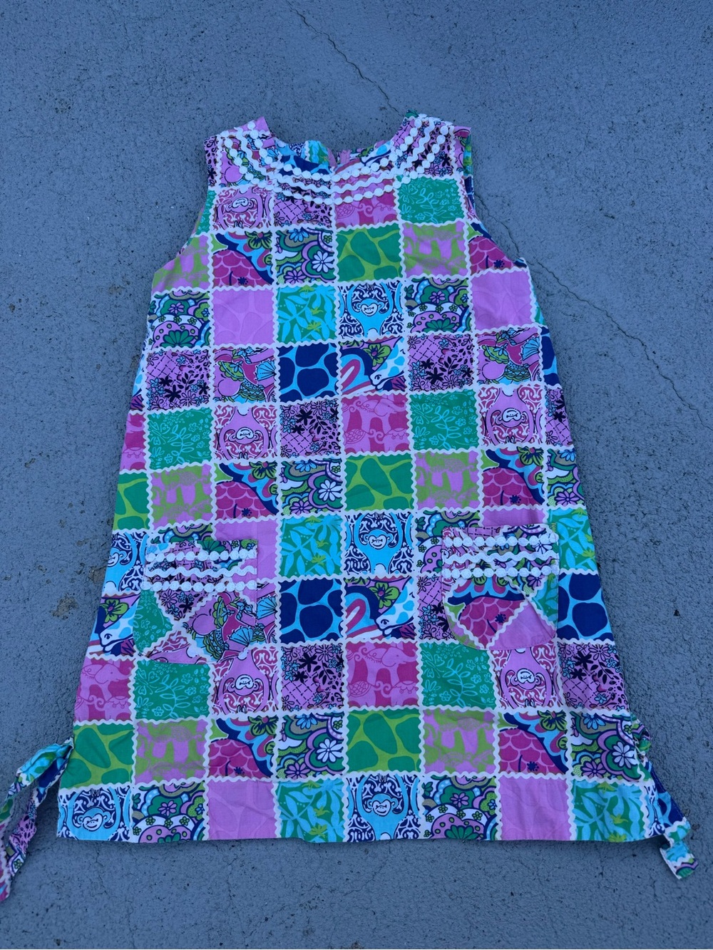 Lilly Pulitzer Girls Patchwork Nightgown in Pink, Green & Blue